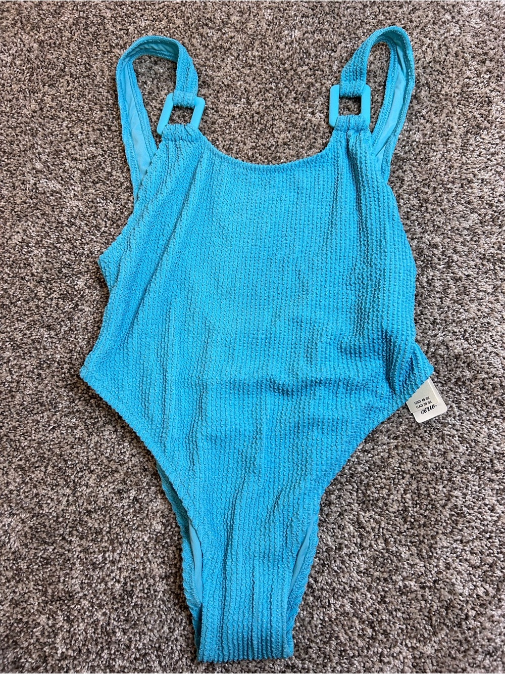 NWT Aerie Shimmery Crinkle Birthday Scoop Cheekiest One Piece Swimsuit Size S